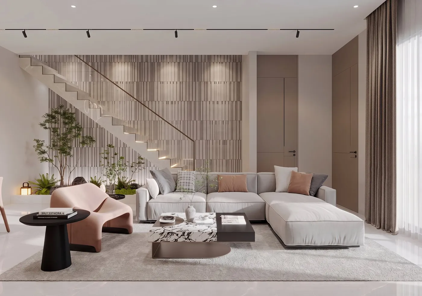 The Chambéry living room at golden hour, Abuja