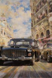 AI oil painting of a vintage car at Monte Carlo